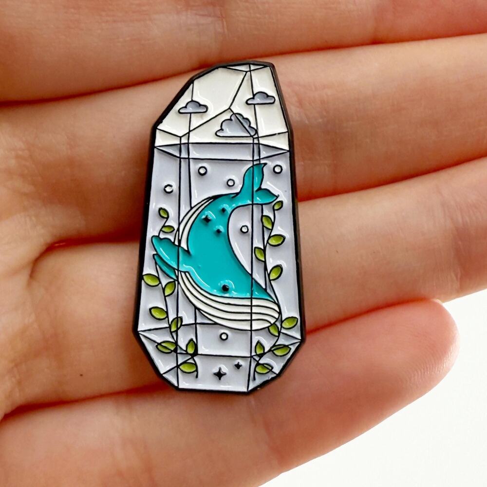Whale in Crystal Enamel Pin